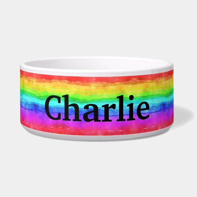 Rainbow Personalised Cat/Dog Pet Bowl (Front)
