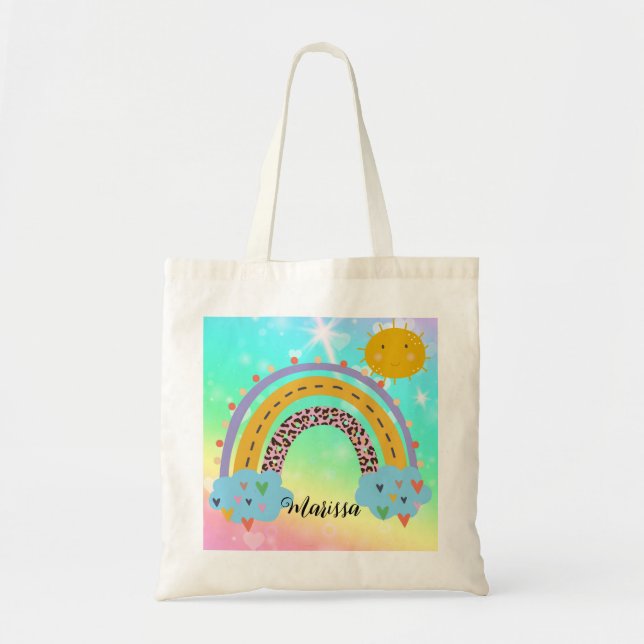 Rainbow Personalised Tote Bag (Front)
