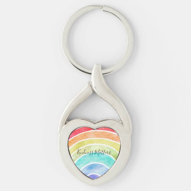 Rainbow personalized inspirational quote key ring (Front)