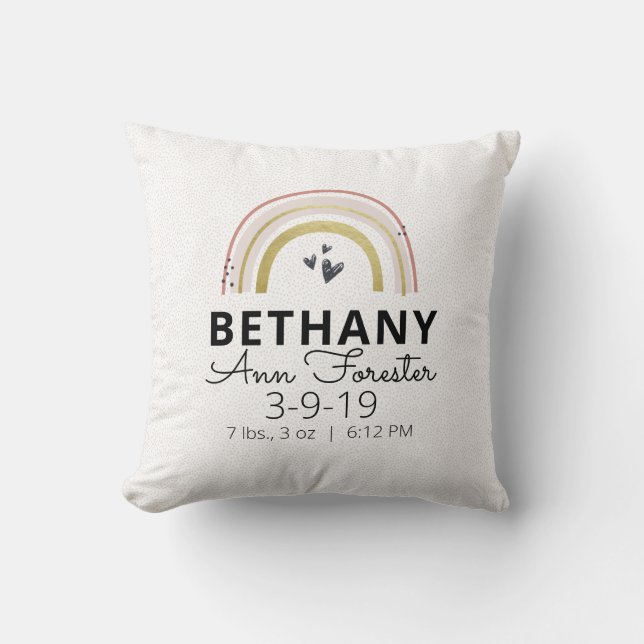 Rainbow Personalized Nursery Pillow (Front)