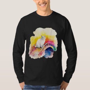 Rainbow Pet Bridge White Cat Water Magical Pastel T-Shirt