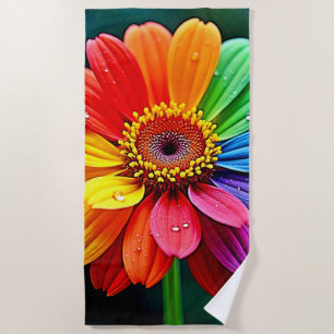Rainbow Petal Flower Art Beach Towel