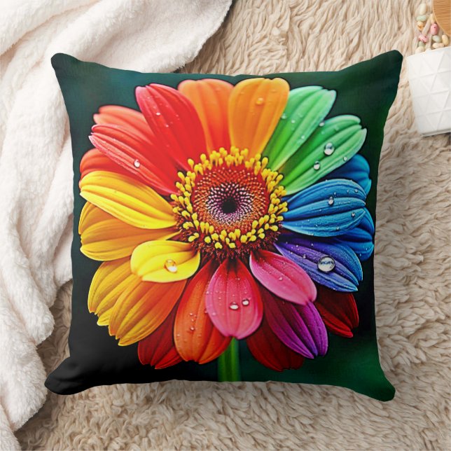 Rainbow Petal Flower Art Cushion (Blanket)