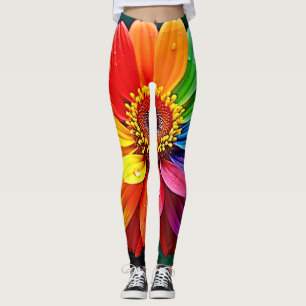 Rainbow Petal Flower Art Leggings