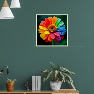 Rainbow Petal Flower Art Poster