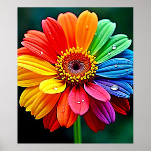 Rainbow Petal Flower Art Poster