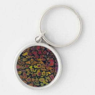 Rainbow Petrified Dinosaur Bone Key Ring