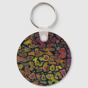 Rainbow Petrified Dinosaur Bone Key Ring