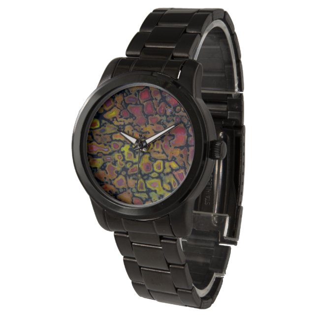 Rainbow Petrified Dinosaur Bone Watch (Angled)