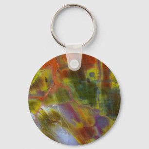 Rainbow Petrified Wood Key Ring