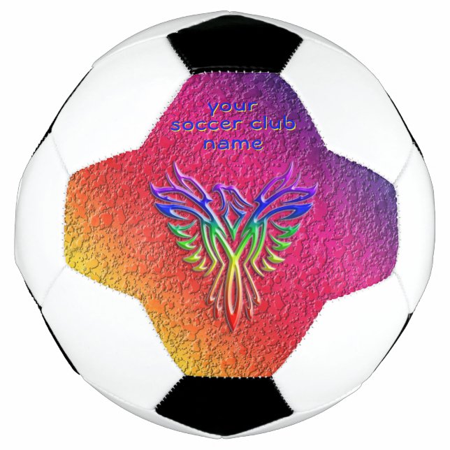 Rainbow Phoenix Rising LBGTQ+ and soccer club name Soccer Ball (Front)