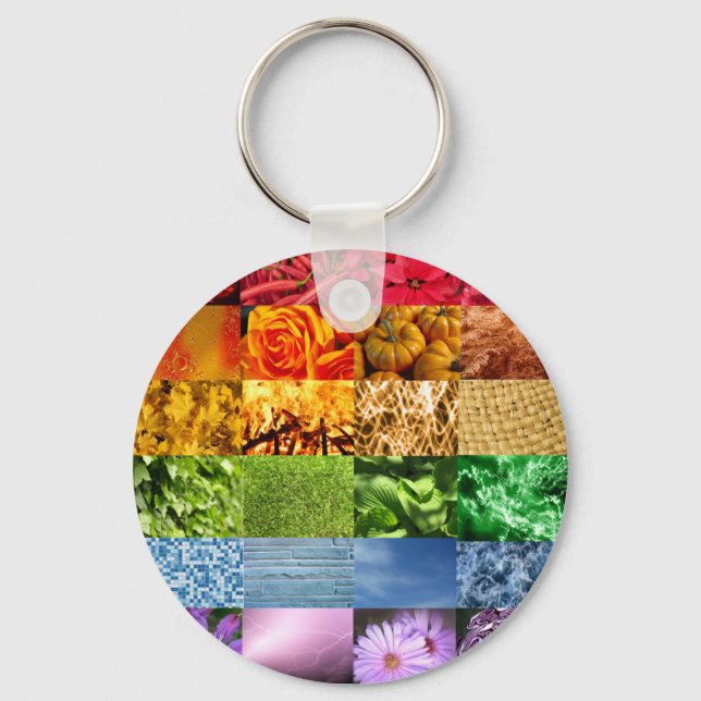 Rainbow Photo Collage Key Ring (Front)