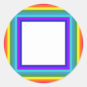 Rainbow photo frame - square classic round sticker
