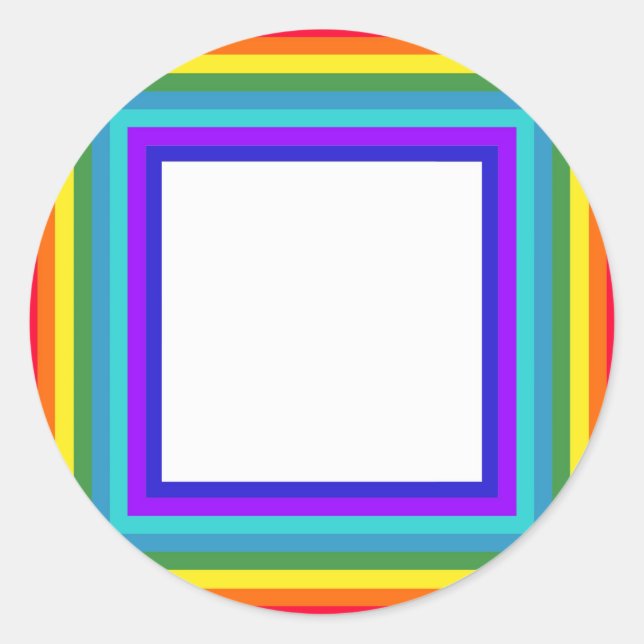 Rainbow photo frame - square classic round sticker (Front)