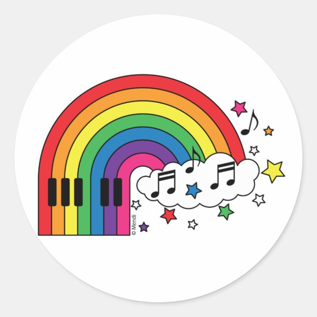 Rainbow Piano Classic Round Sticker (Front)