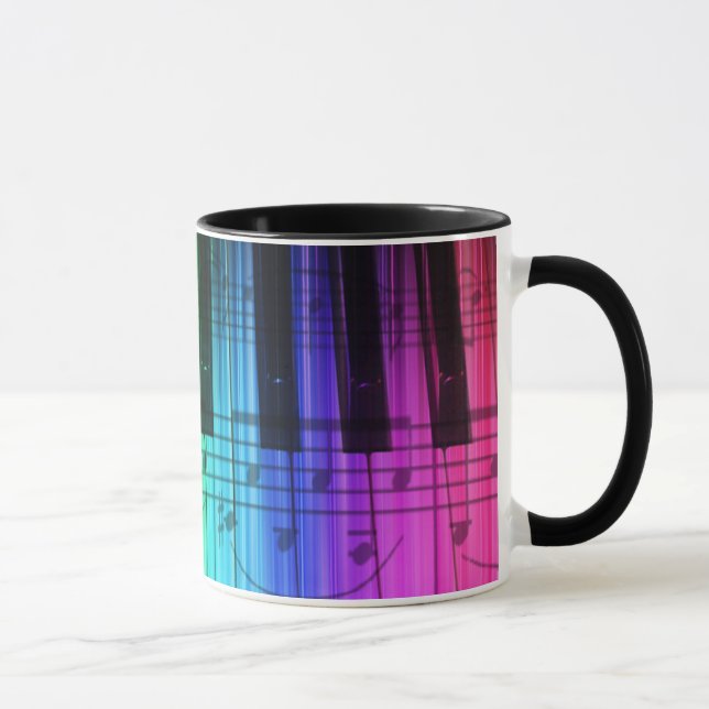 Rainbow Piano Keyboard and Notes Mug (Right)