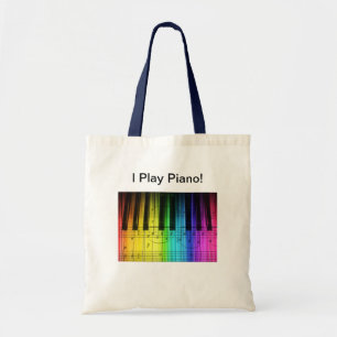 Rainbow Piano Keyboard and Notes Tote Bag