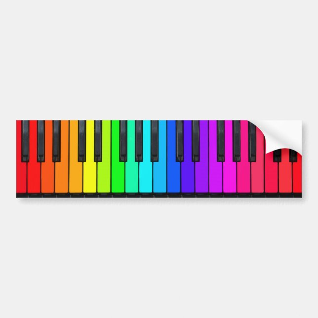 Rainbow Piano Keyboard Bumper Sticker (Front)