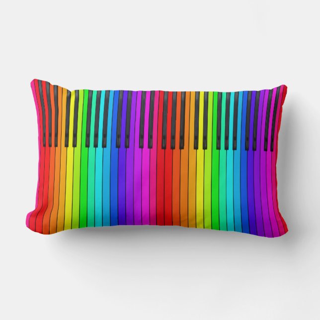 Rainbow Piano Keyboard Lumbar Pillow (Front)