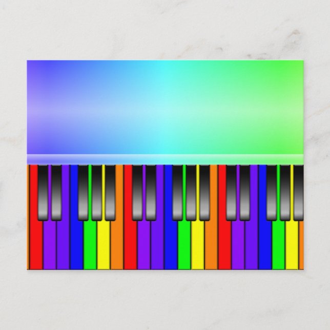 Rainbow Piano Keyboard Postcard (Front)