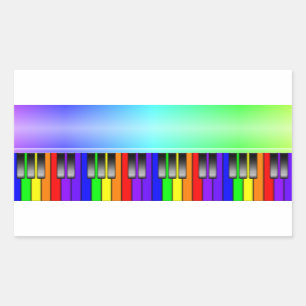 Rainbow Piano Keyboard Rectangular Sticker