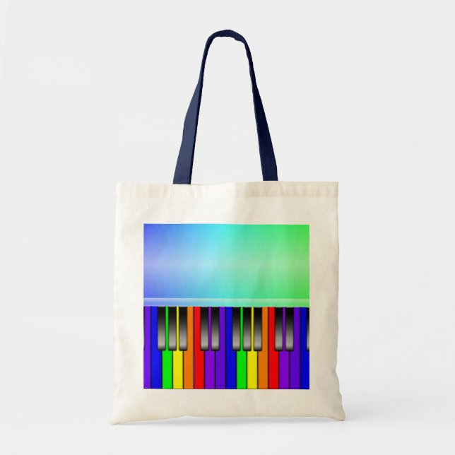 Rainbow Piano Keyboard Tote Bag (Front)
