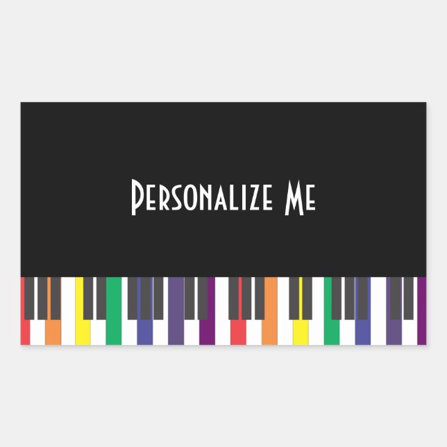 Rainbow Piano Keys Rectangular Sticker (Front)