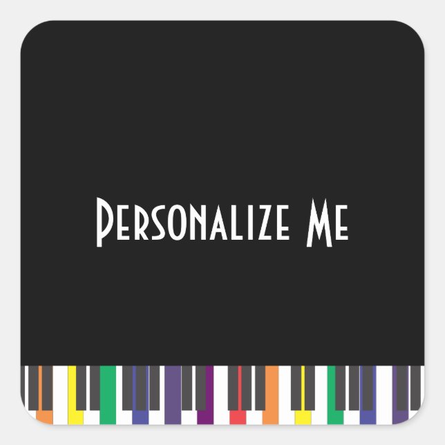 Rainbow Piano Keys Square Sticker (Front)