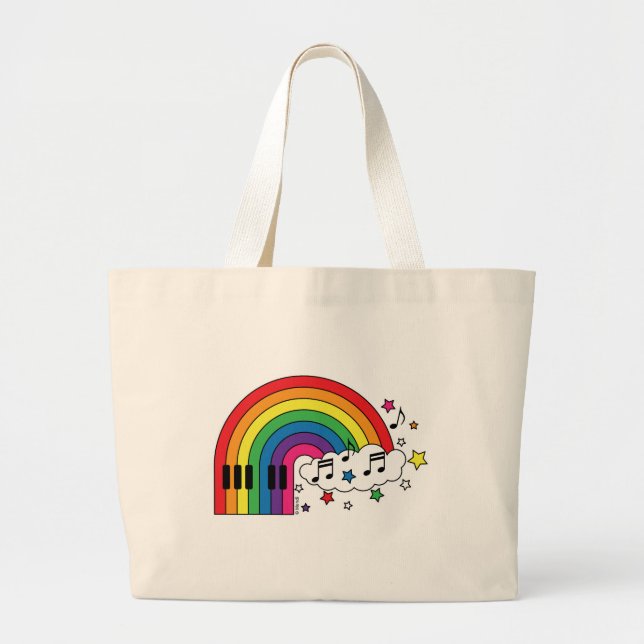 Rainbow Piano Large Tote Bag (Front)