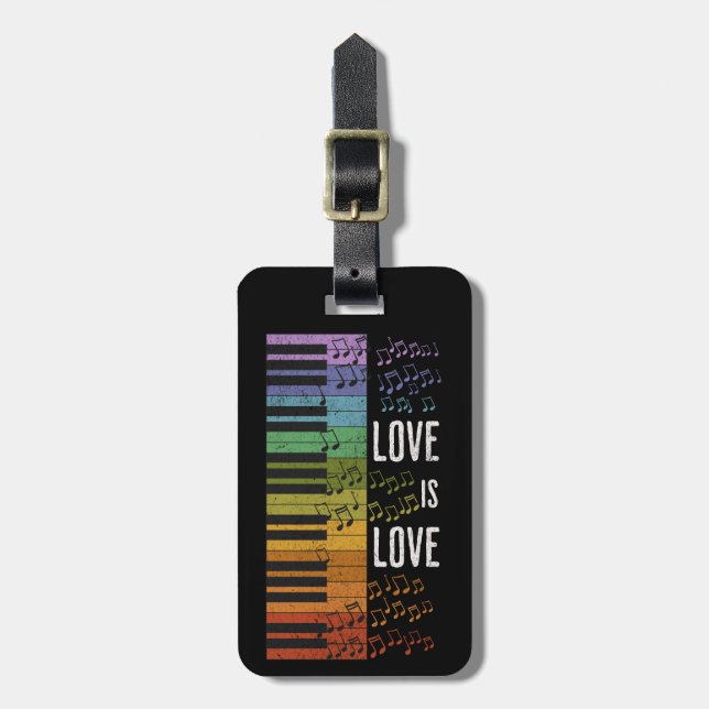 Rainbow piano luggage tag (Front Vertical)