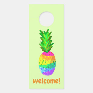Rainbow Pineapple Door Hanger
