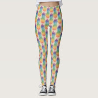 Rainbow pineapple fruit pattern print leggings