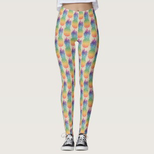 Rainbow pineapple fruit pattern print leggings