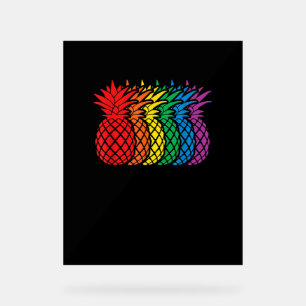 Rainbow Pineapples Aloha Hawaiian Gay Pride Month Acrylic Sign