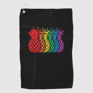 Rainbow Pineapples Aloha Hawaiian Gay Pride Month Golf Towel