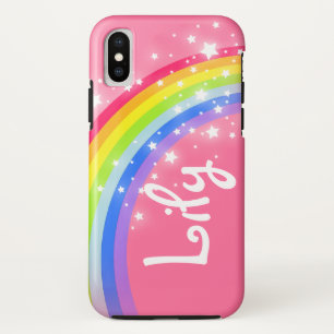 Rainbow pink add your own short name iphone case