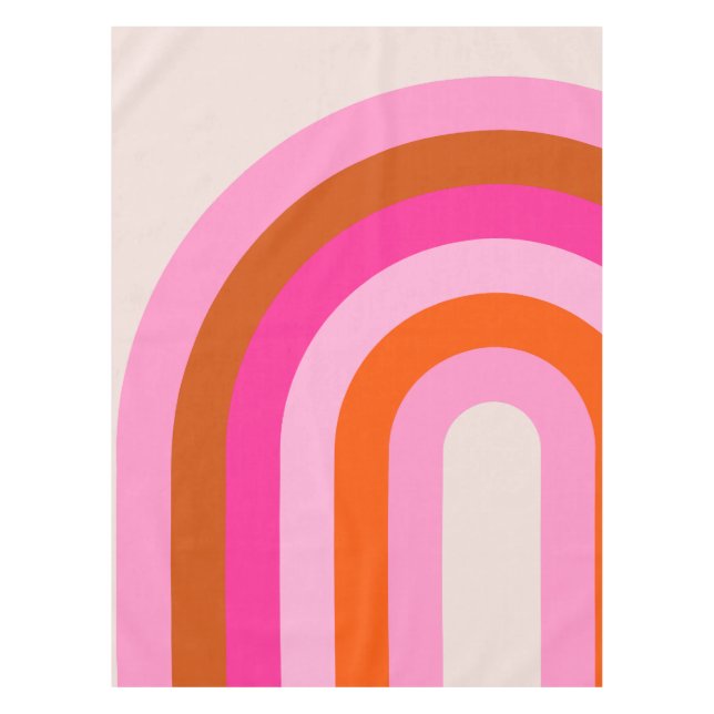 Rainbow Pink and Orange Boho Arch Tablecloth (Front)