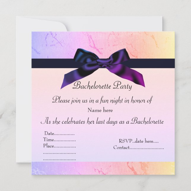 RAINBOW PINK BACHELORETTE INVITATION (Front)