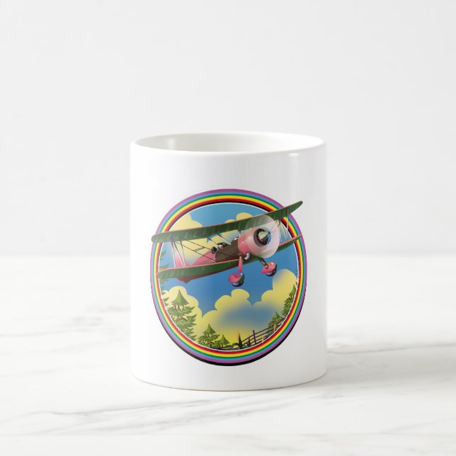 Rainbow Pink Bi plane logo Coffee Mug (Center)