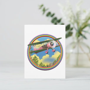 Rainbow Pink Bi plane logo Invitation Postcard