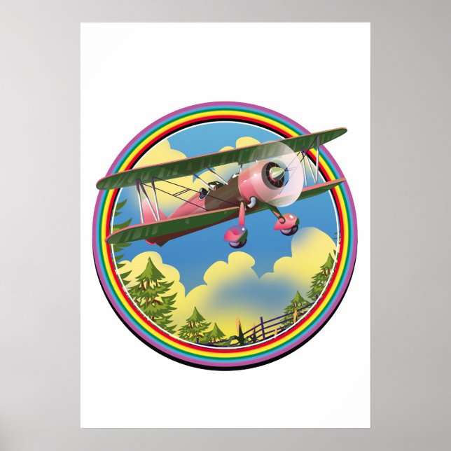 Rainbow Pink Bi plane logo Poster (Front)