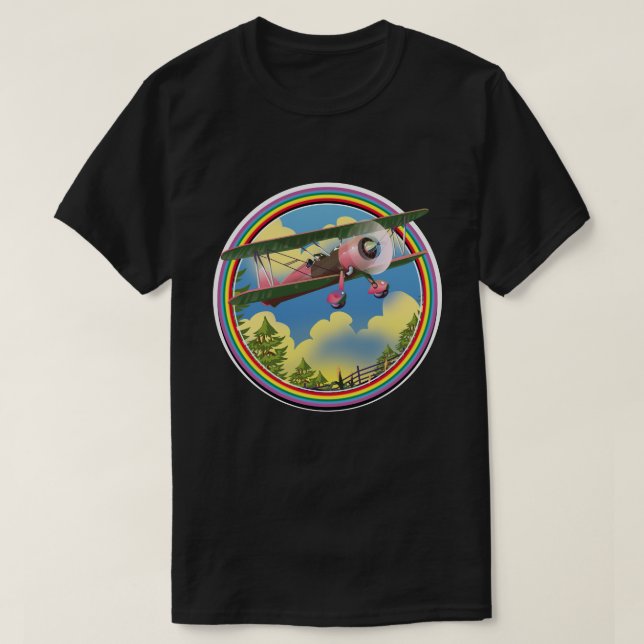Rainbow Pink Bi plane logo T-Shirt (Design Front)