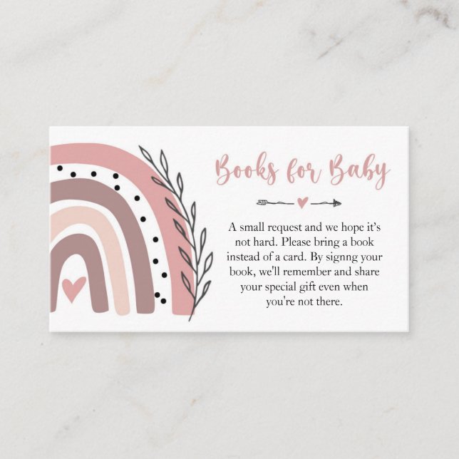 Rainbow Pink Books For Baby Insert Card (Front)