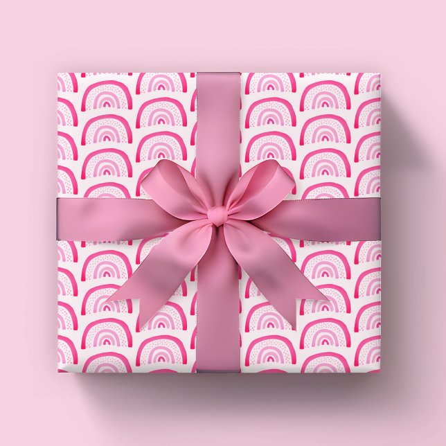 Rainbow pink girls birthday wrapping paper (Pink rainbow wrapping paper rolls, ideal for birthdays or baby shower)