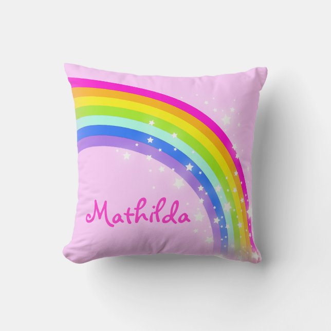 rainbow pink - girls name Mathilda cushion pillow (Front)