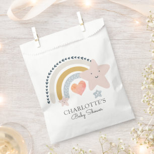 Rainbow Pink Heart Girl Baby Shower   Favour Bag
