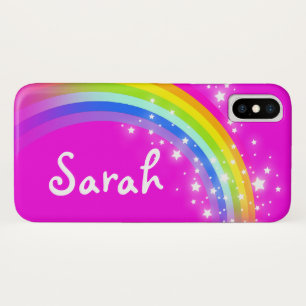 Rainbow pink name girls iphone case