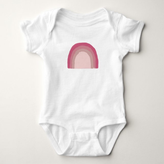 Rainbow Pink Ombre Painting Baby Bodysuit (Front)