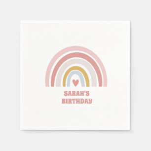 rainbow pink party paper napkin for girl' birthday