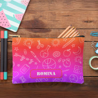 Rainbow pink School elements Pencil case/bag 